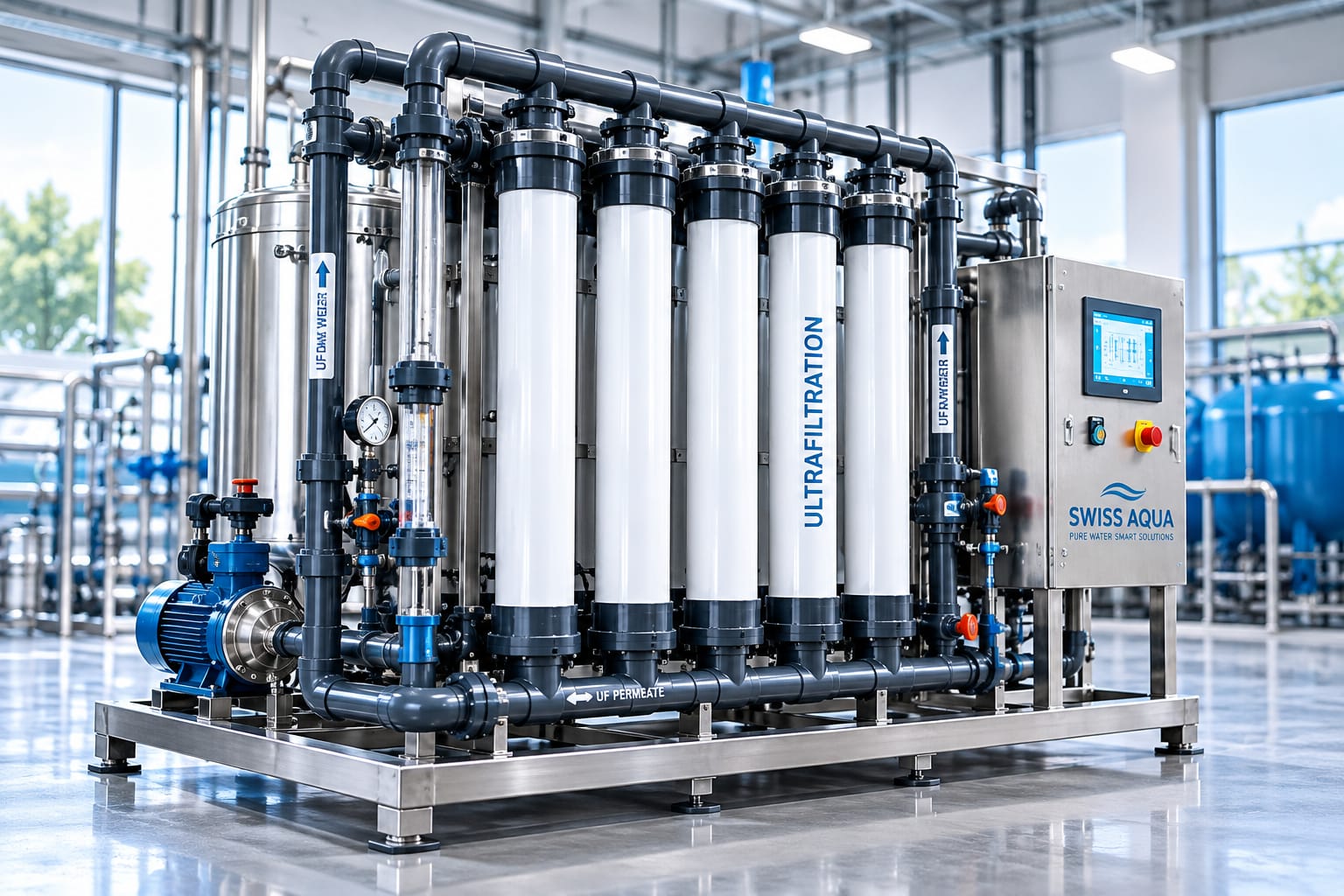 Illustrative industrial ultrafiltration membrane system